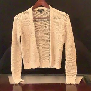 Banana Republic 100% Italian linen tan taupe open knit cropped cardigan sweater